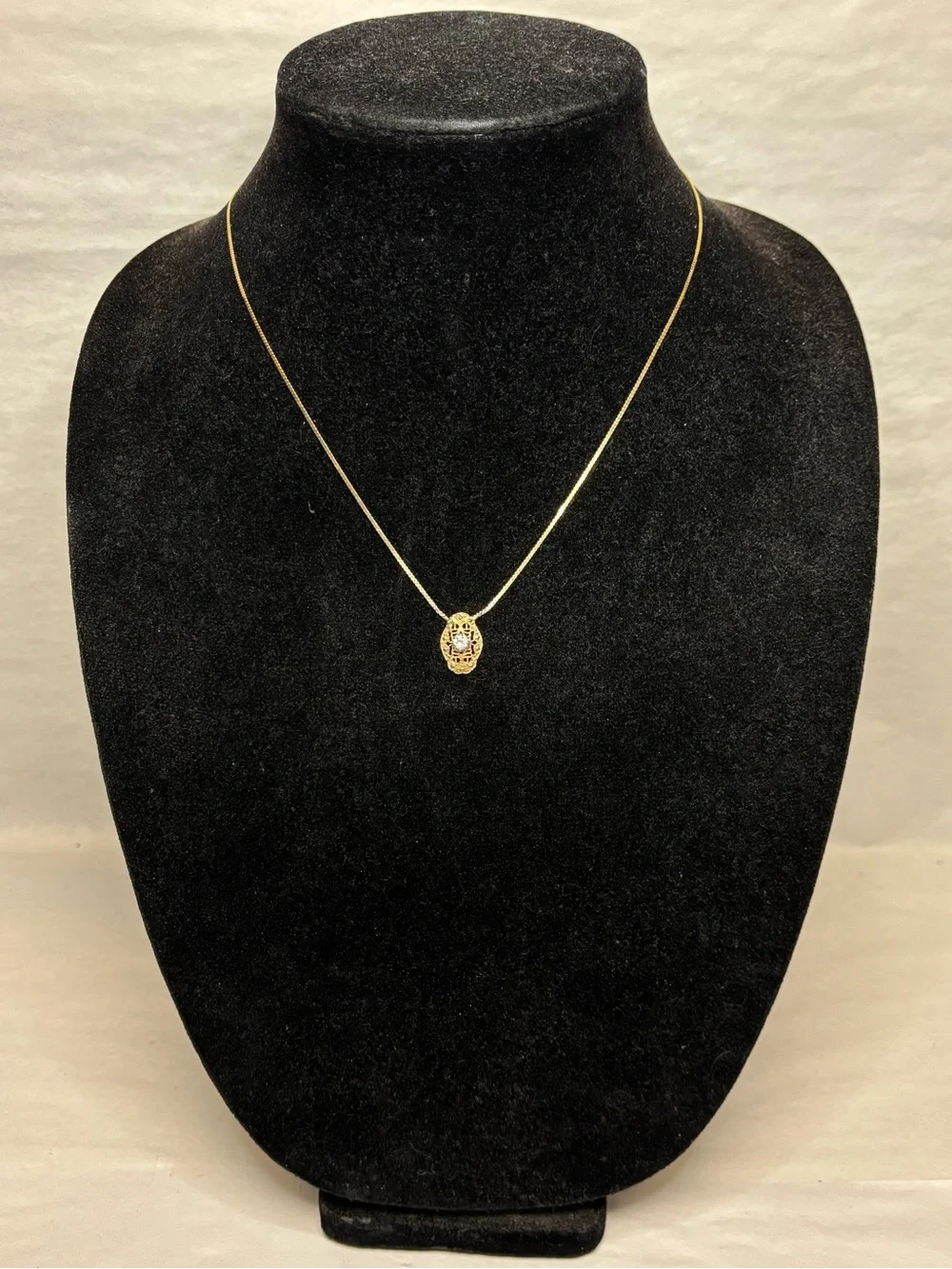 14k Italy Gold & Diamond Necklace 2.98g Total - 25PT Diamond #5997